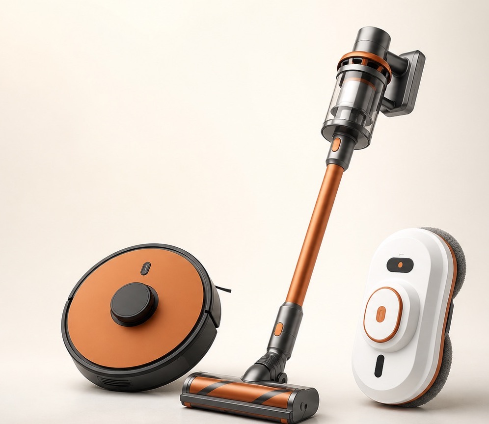 Robotas siurblys, belaidis siurblys ir langų valymo robotas